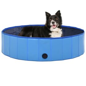 Foldable Dog Swimming Pool Blue 47.2"x11.8" PVC