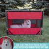 Large Folding Dog Kennel, Large, Red, Polyester, Plastic