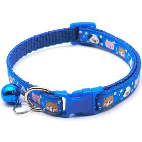 Cartoon Printed Cat Collar With Bell (Color: Blue)