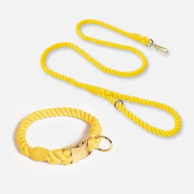 Weaving Gradient Colored Cotton Rope Pet Collar (Option: Lemon yellow-M)