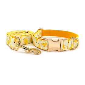 Tow Rope Collar Pet Supplies Gold Metal Buckle (Option: Yellow-Dog leash set-XL)