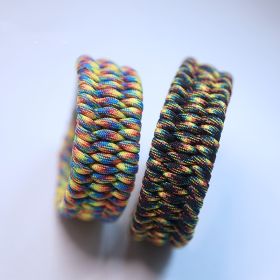 Dog Collar Woven Umbrella Rope Material (Option: Light Rainbow Left-31cm)