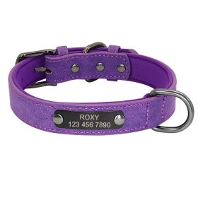 Engraved Lettering On The Neck Ring Of Dogs And Cats To Prevent Loss (Option: Purple-XS)