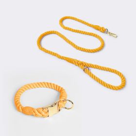 Weaving Gradient Colored Cotton Rope Pet Collar (Option: Honey Orange-M)