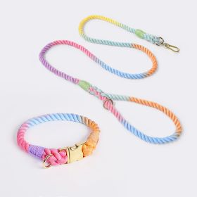 Weaving Gradient Colored Cotton Rope Pet Collar (Option: Macarone-L)