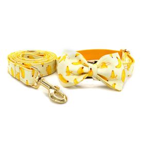 Tow Rope Collar Pet Supplies Gold Metal Buckle (Option: Yellow-Bow set-L)