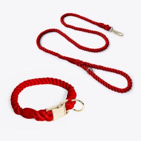 Weaving Gradient Colored Cotton Rope Pet Collar (Option: Wine Red-XL)