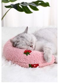 Cat U-shaped pillow protection cervical vertebra deep sleep pet pillow dog cat pillow dog dog toy cat toy (colour: Pink)