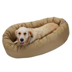 Poly/Cotton Bagel Pet Bed For Dogs, Khaki (Color: Red)