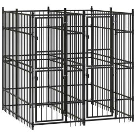 Outdoor Dog Kennel Steel 39.7 ftÂ² (Color: black)