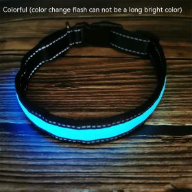 LED Luminous Dog Collar Highlight Reflective Leather Reflective Stripe Ribbon (Option: Colorful-L)