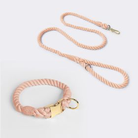 Weaving Gradient Colored Cotton Rope Pet Collar (Option: Skin Pink-M)