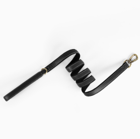 Pet Leather Traction Rope (Color: black)