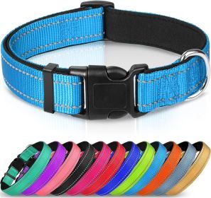 Adjustable Reflective Nylon Webbing Dog Collar (Option: sky blue-S)