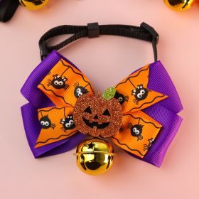 Pet Cat Dog Pumpkin Bow Tie Big Bell Decorations (Option: Purple Bell-XL45to78cm)