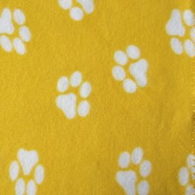 Dog Double-sided Fleece Blanket Warm Pet Blanket Cat Dog Paw Blanket Mattress Pet Pad (Option: Yellow Bottom White Claws-70X60CM)